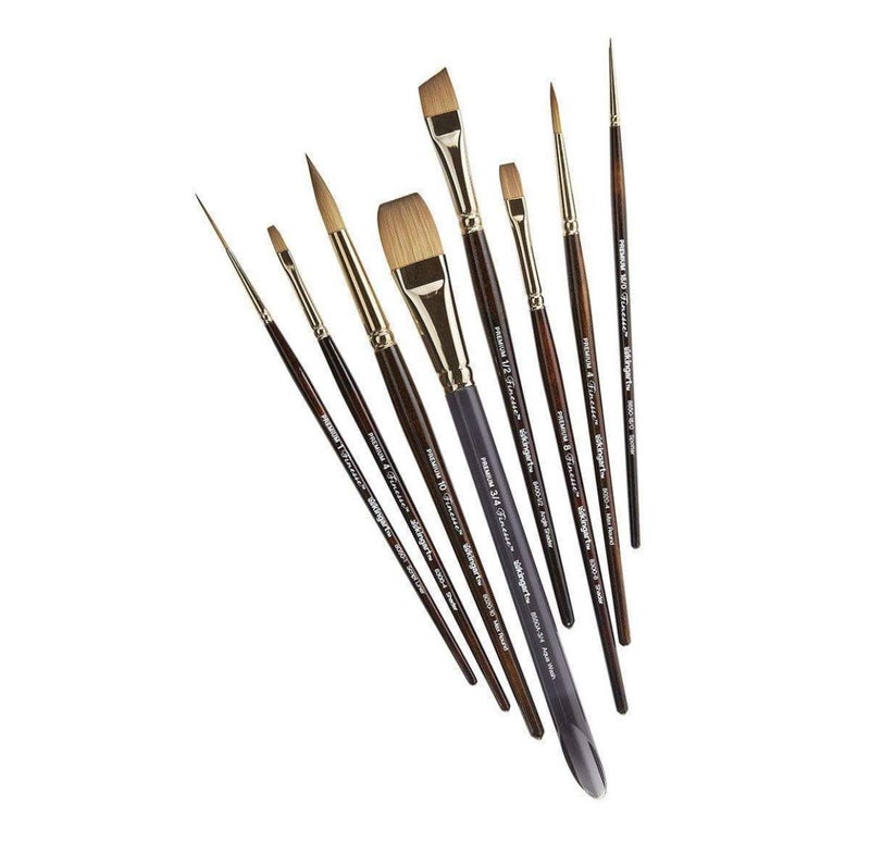 KINGART 1010A Premium 8 Pc. Finesse Watercolor Artist Brush Set, Synthetic Kolinsky Sable for Watercolor, Gouache, Oil, and Acrylic Paints, Short Handle, Gift Boxed, Set of 8 - Image 4